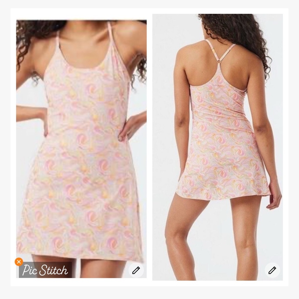 Outdoor Voices The Exercise Dress Pink Pastel Marbled